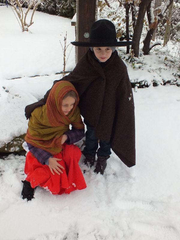 Maria und Josef auf ihrer beschwerlichen Reise