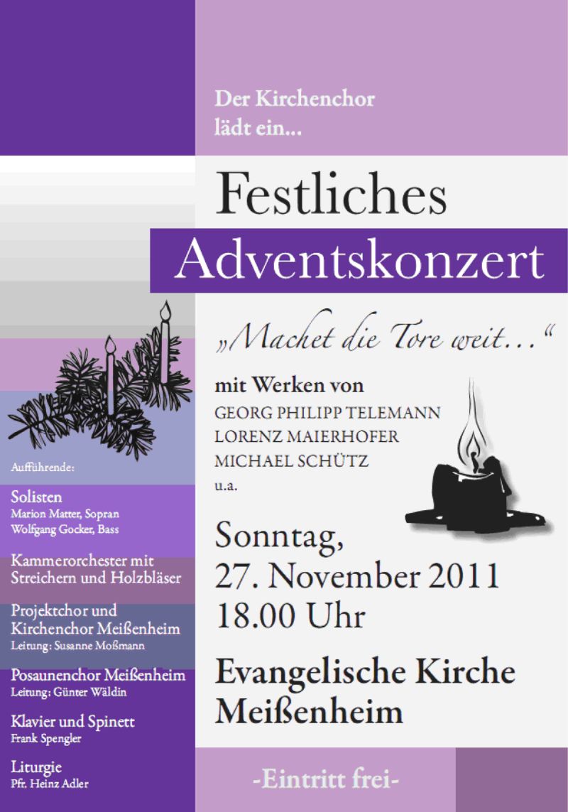 Plakat Adventskonzert 2011 Adventskonzert am 1. Advent 2011