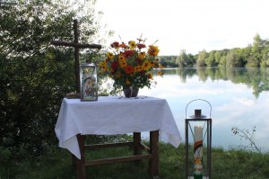 Taufe Anna Bayer am Matschelsee 2014-08 Taufkerze